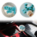 Brand New Universal Round Ball Crystal Clear Teal Flowers Manual Gear Shift Knob Shifter M8 M10 M12