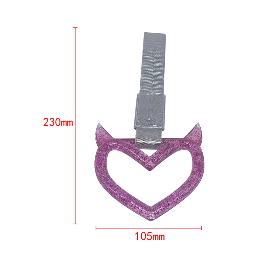 Brand New Devil Demon Heart Purple Glitter JDM TSURIKAWA Ring Subway Train Bus Handle Strap Charm Drift