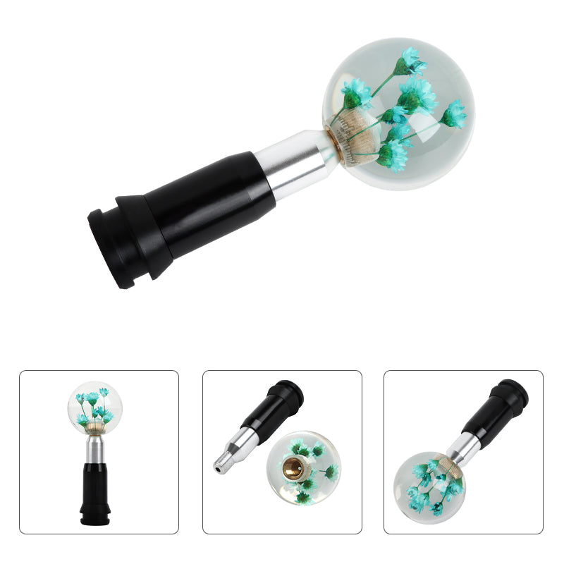 Brand New Universal Round Ball Crystal Clear Green Flowers Automatic Gear Shift Knob Shifter