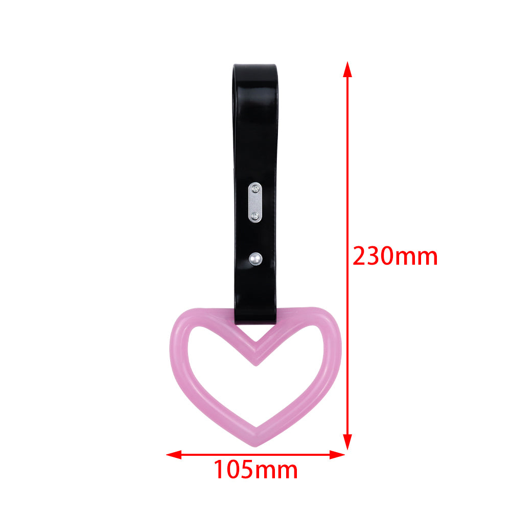 Brand New Heart Pink Handle Black Glow in the Dark JDM TSURIKAWA Ring Subway Train Bus Handle Strap Charm Drift