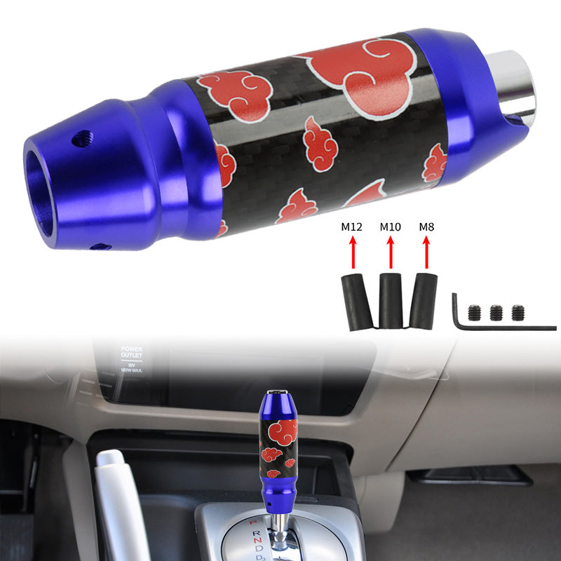 Brand New Universal Naruto Akatsuki Cloud Real Carbon Fiber Blue Aluminum Automatic Transmission Racing Gear Shift Knob