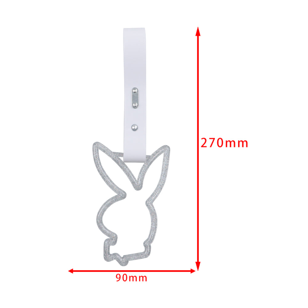 Brand New Playboy Bunny Shaped Silver Glitter JDM TSURIKAWA Subway Bus Handle Strap Charm Drift