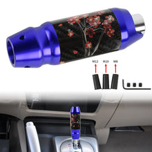 Load image into Gallery viewer, Brand New Universal Sakura Flowers Real Carbon Fiber Blue Aluminum Automatic Transmission Racing Gear Shift Knob