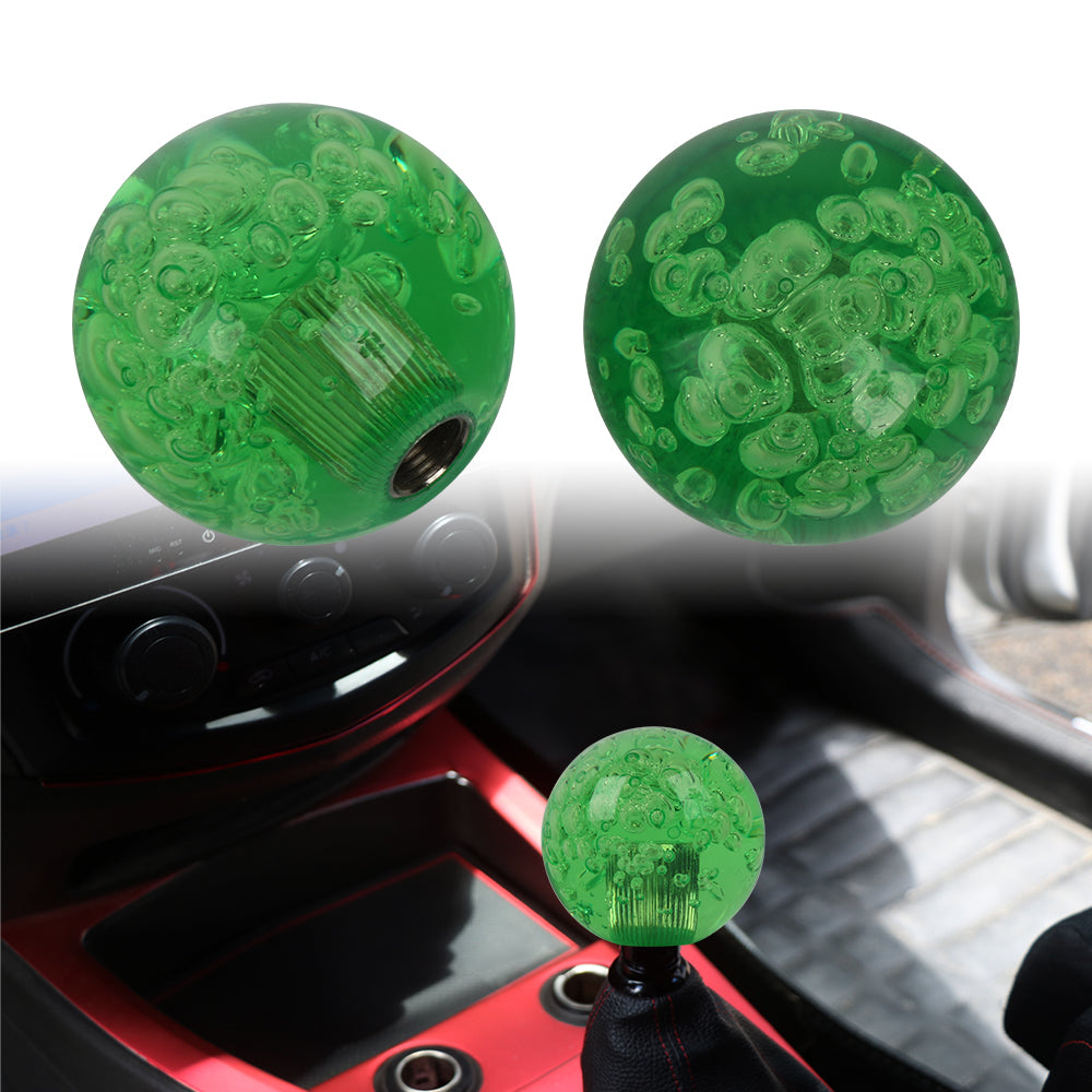 BRAND NEW UNIVERSAL V2 CRYSTAL BUBBLE GREEN ROUND BALL SHIFT KNOB MANUAL CAR RACING GEAR UNIVERSAL