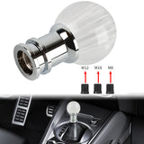 Brand New Universal Jdm Round Ball Crystal Clear White Stripes Manual Car Racing Gear Shift Knob Shifter M12 M10 M8