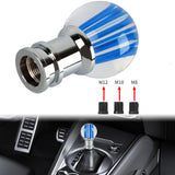 Brand New Universal Jdm Round Ball Crystal Clear Blue Stripes Manual Car Racing Gear Shift Knob Shifter M12 M10 M8