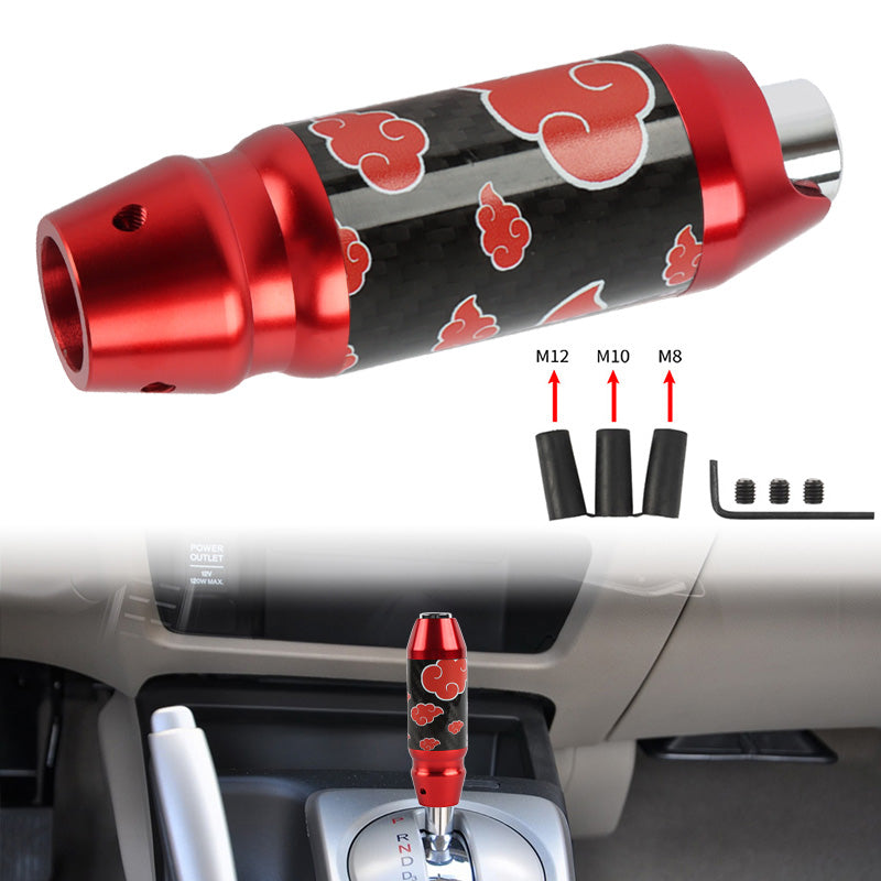 Brand New Universal Naruto Akatsuki Cloud Real Carbon Fiber Red Aluminum Automatic Transmission Racing Gear Shift Knob