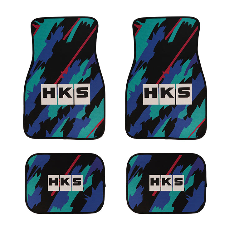Brand New 4PCS UNIVERSAL HKS Racing Fabric Car Floor Mats Interior Carpets