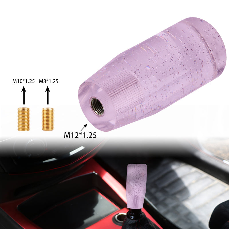 Brand New Universal 10CM Glitter Transparent Purple Manuel Shift Knob Racing Gear Shift Knob M12 M10 M8