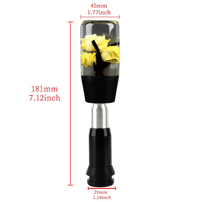 Brand New Universal JDM Crystal Rose Flowers Yellow Head Automatic Car Gear Shift Knob shifter