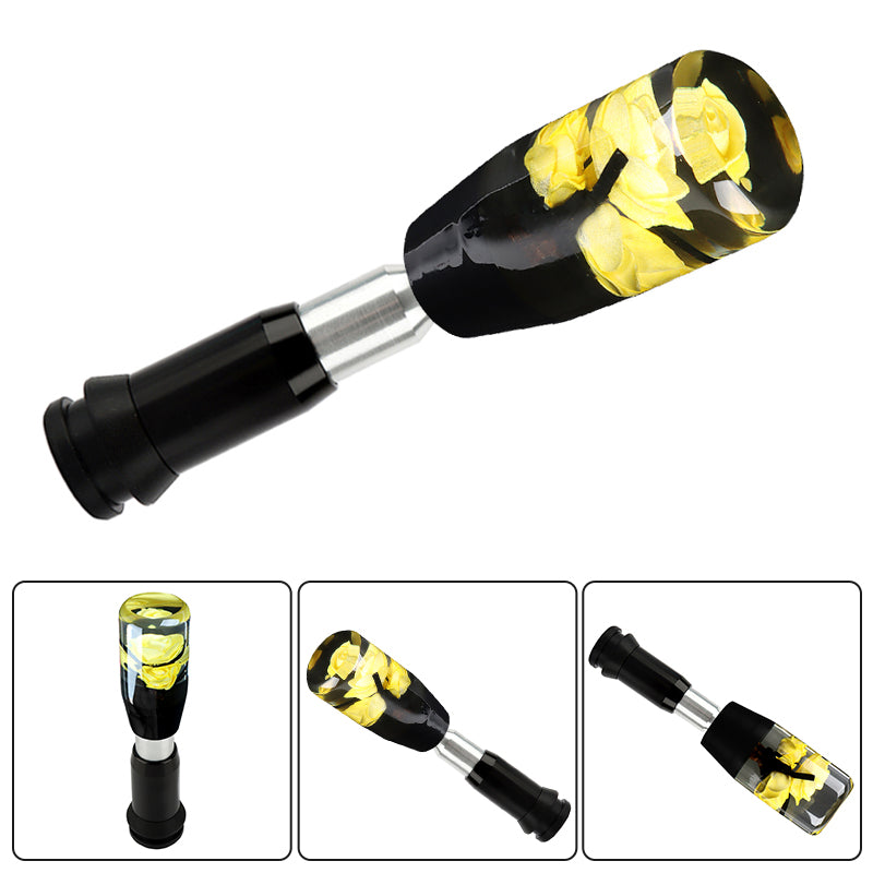 Brand New Universal JDM Crystal Rose Flowers Yellow Head Automatic Car Gear Shift Knob shifter