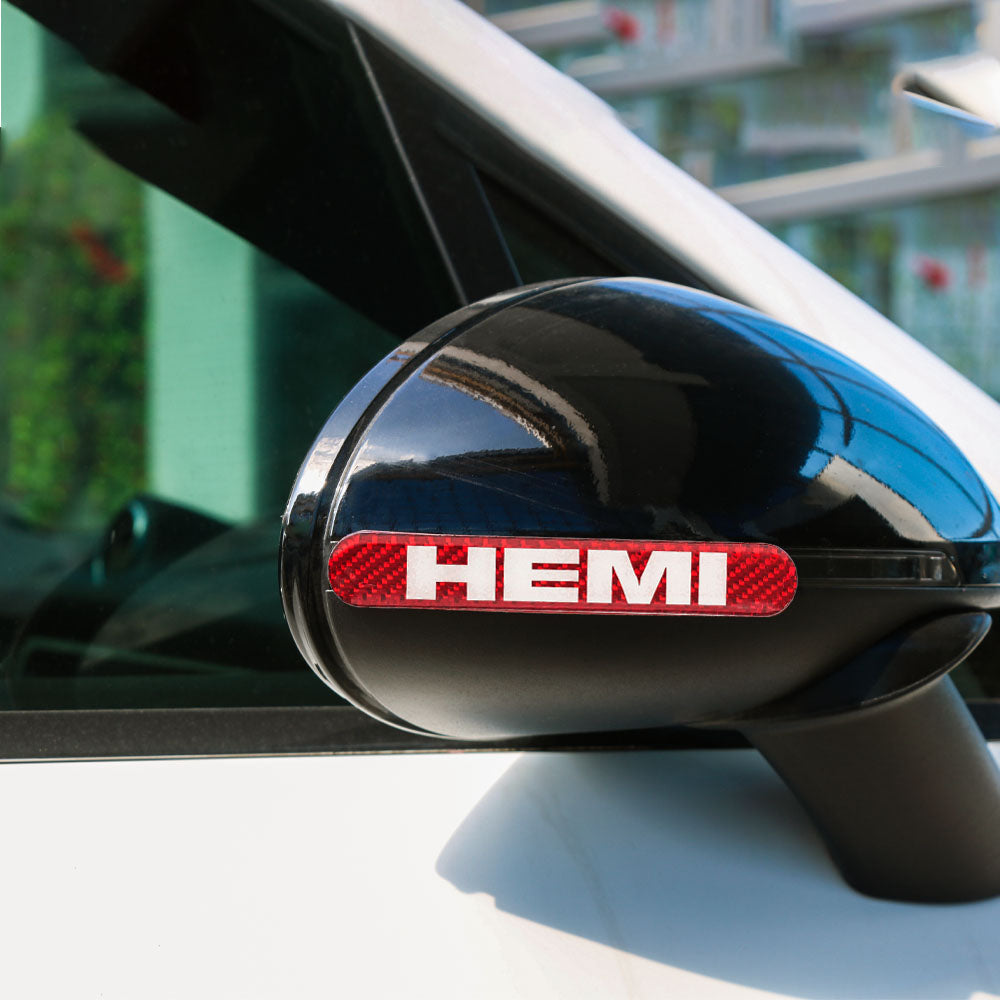Brand New 8PCS HEMI Real Carbon Fiber Red Car Trunk Side Fenders Door Badge Scratch Guard Sticker