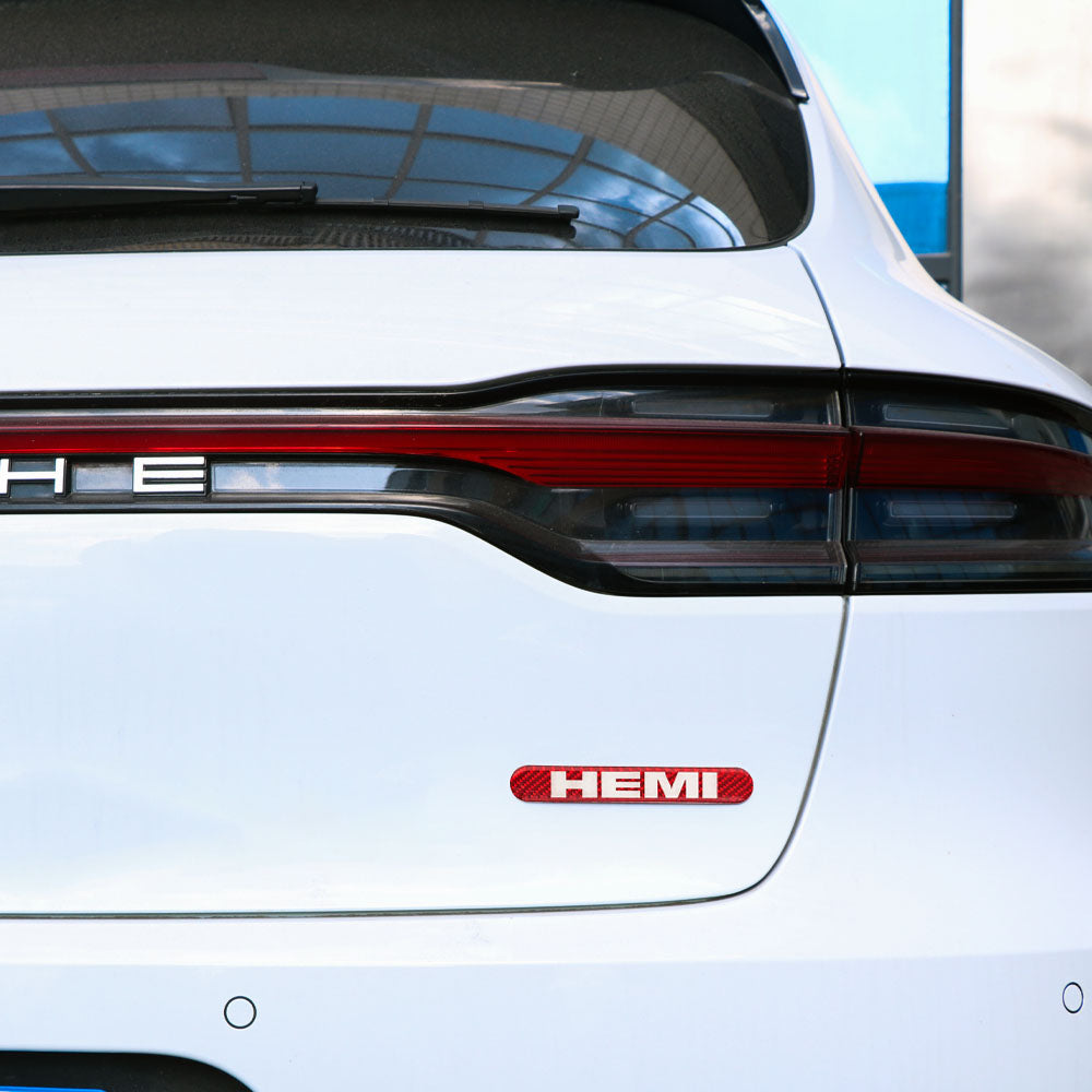 Brand New 8PCS HEMI Real Carbon Fiber Red Car Trunk Side Fenders Door Badge Scratch Guard Sticker