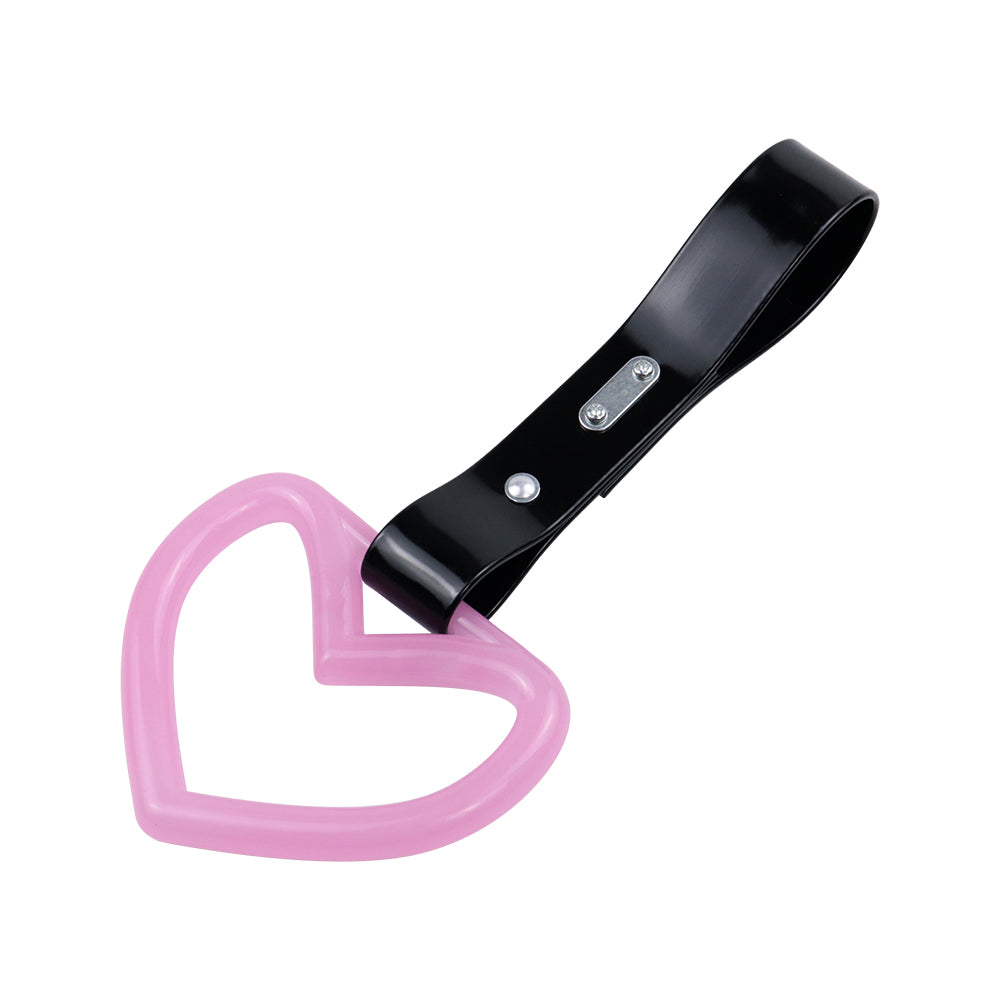 Brand New Heart Pink Handle Black Glow in the Dark JDM TSURIKAWA Ring Subway Train Bus Handle Strap Charm Drift