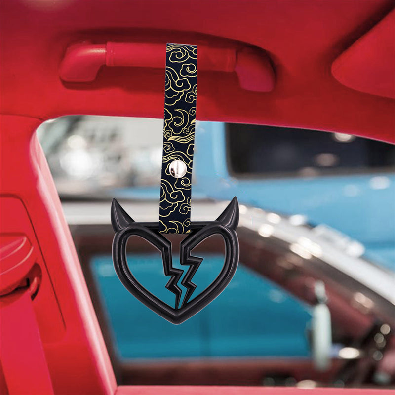 Brand New V3 Devil Broken Heart Black JDM TSURIKAWA Subway Bus Handle Strap Charm Drift