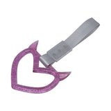 Brand New Devil Demon Heart Purple Glitter JDM TSURIKAWA Ring Subway Train Bus Handle Strap Charm Drift