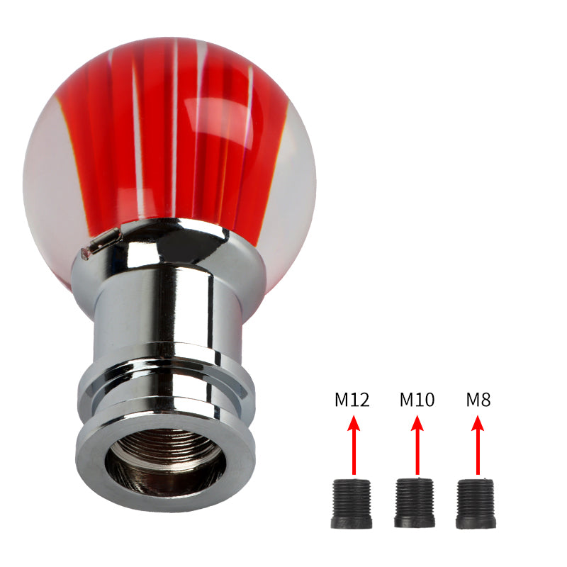 Brand New Universal Jdm Round Ball Crystal Clear Red Stripes Manual Car Racing Gear Shift Knob Shifter M12 M10 M8