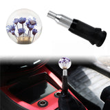 Brand New Universal Round Ball Crystal Clear Purple Flowers Automatic Gear Shift Knob Shifter