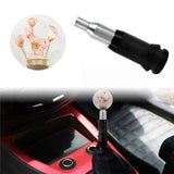 Brand New Universal Round Ball Crystal Clear Light Pink Flowers Automatic Gear Shift Knob Shifter