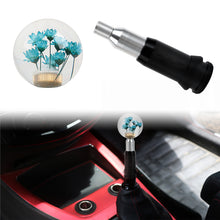 Load image into Gallery viewer, Brand New Universal Round Ball Crystal Clear Teal Flowers Automatic Gear Shift Knob Shifter