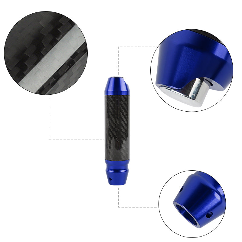 Brand New Universal Real Carbon Fiber Blue Aluminum Automatic Transmission Racing Gear Shift Knob