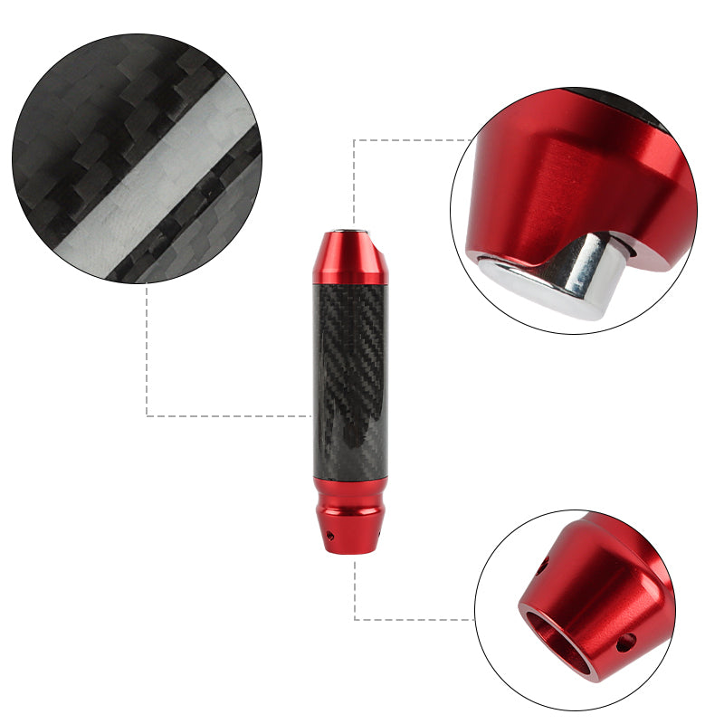 Brand New Universal Real Carbon Fiber Red Aluminum Automatic Transmission Racing Gear Shift Knob