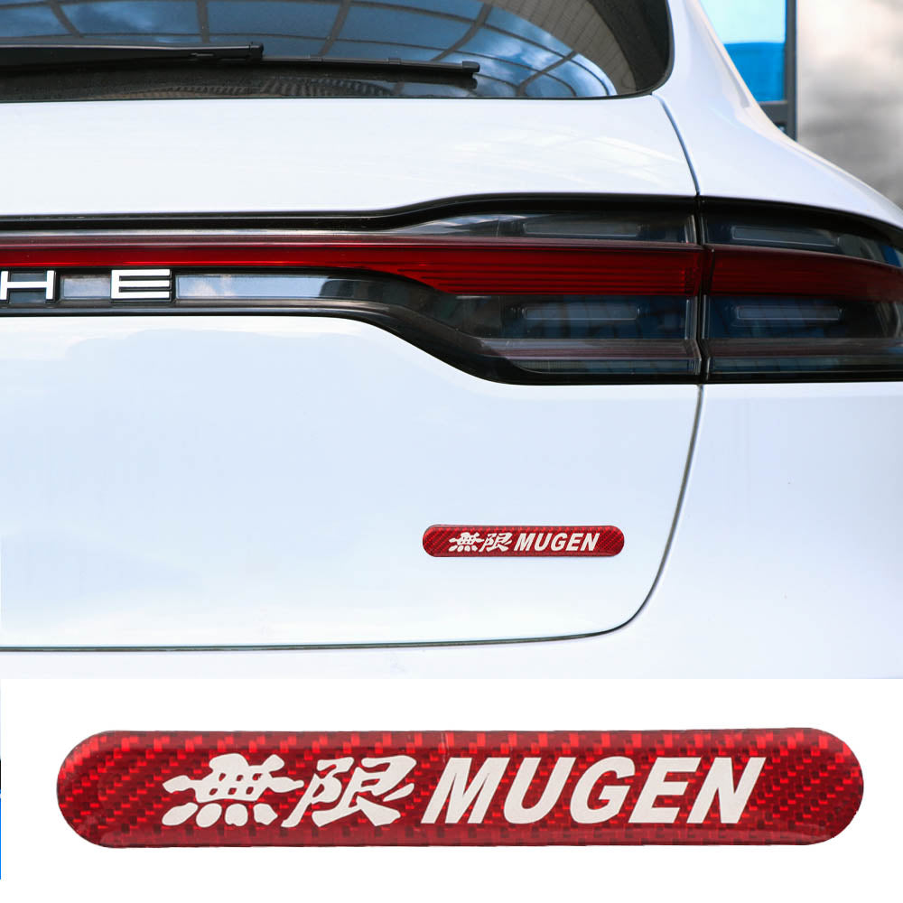 Brand New 1PCS Mugen Real Carbon Fiber Red Car Trunk Side Fenders Door Badge Scratch Guard Sticker