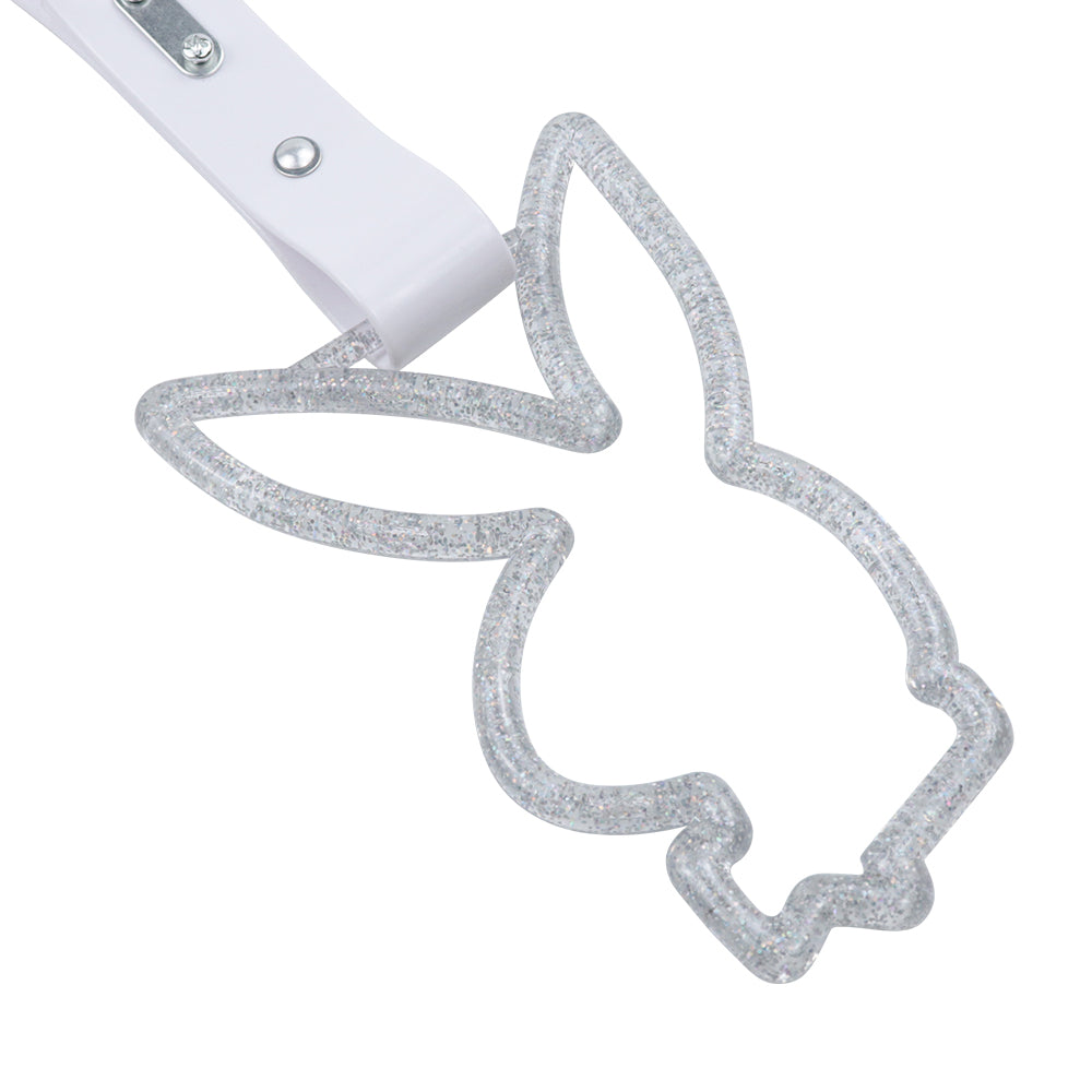 Brand New Playboy Bunny Shaped Silver Glitter JDM TSURIKAWA Subway Bus Handle Strap Charm Drift