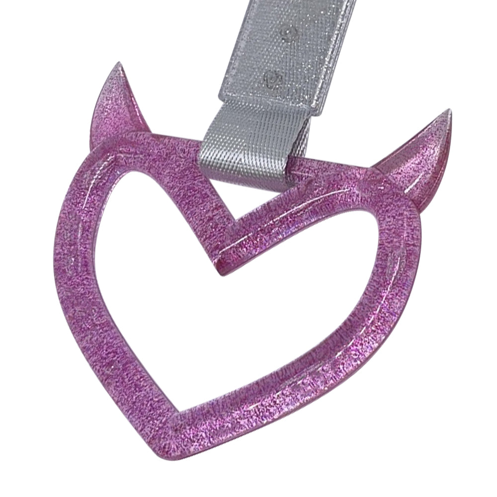 Brand New Devil Demon Heart Purple Glitter JDM TSURIKAWA Ring Subway Train Bus Handle Strap Charm Drift