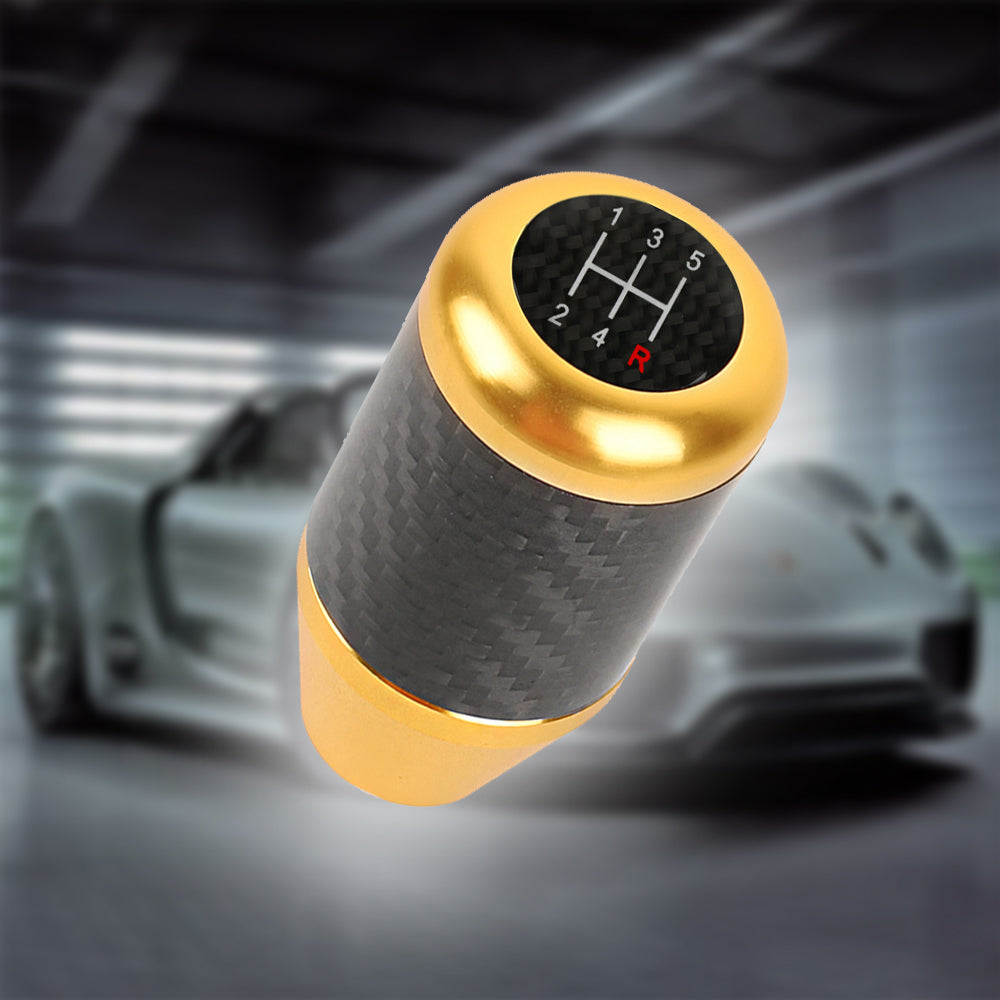 Brand New Universal 5 SPEED Gold Real Carbon Fiber Racing Gear Stick Shift Knob For MT Manual M12 M10 M8