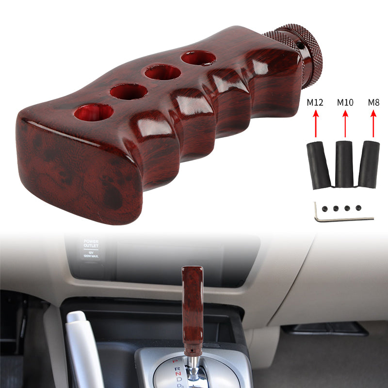 Brand New Universal Dark Wood Slotted Pistol Grip Handle Manual Gear Shift Knob Shifter M8 M10 M12