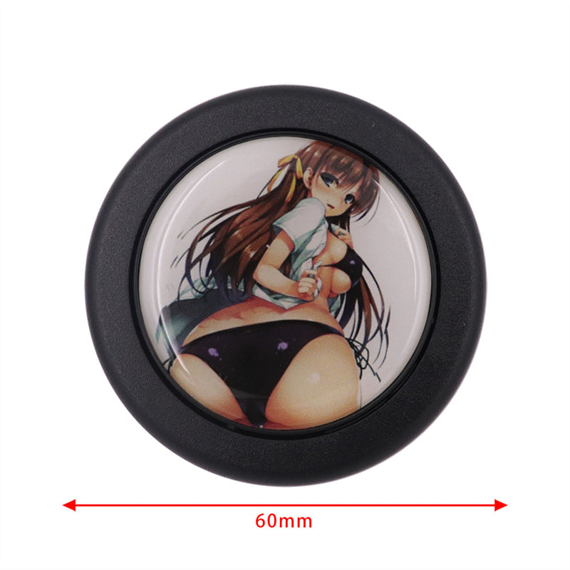 Brand New Universal Anime Hentai Car Horn Button Black Steering Wheel Center Cap