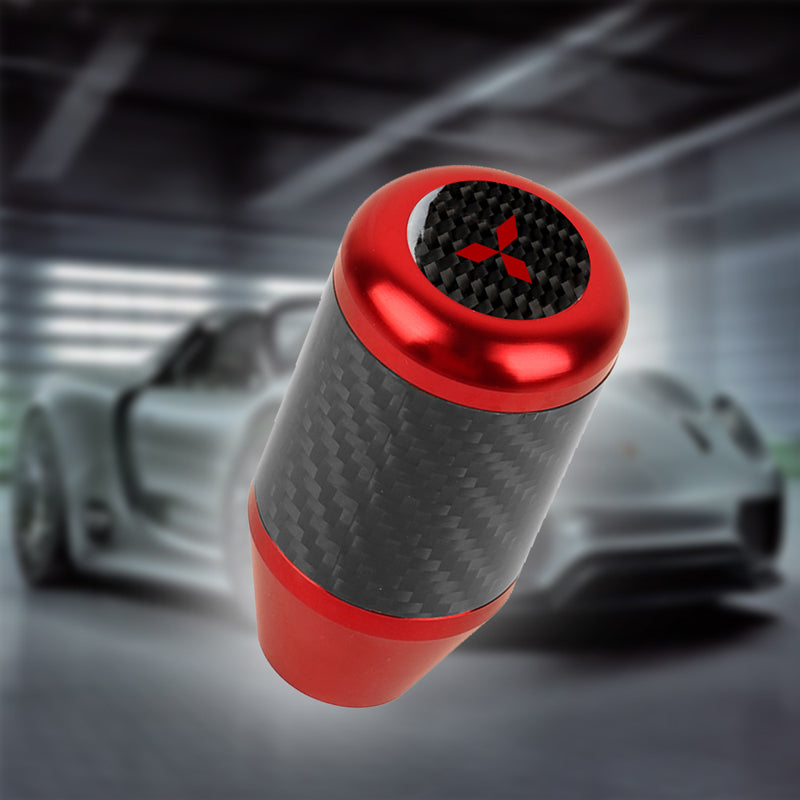 Brand New Universal Mitsubishi Red Real Carbon Fiber Racing Gear Stick Shift Knob For MT Manual M12 M10 M8