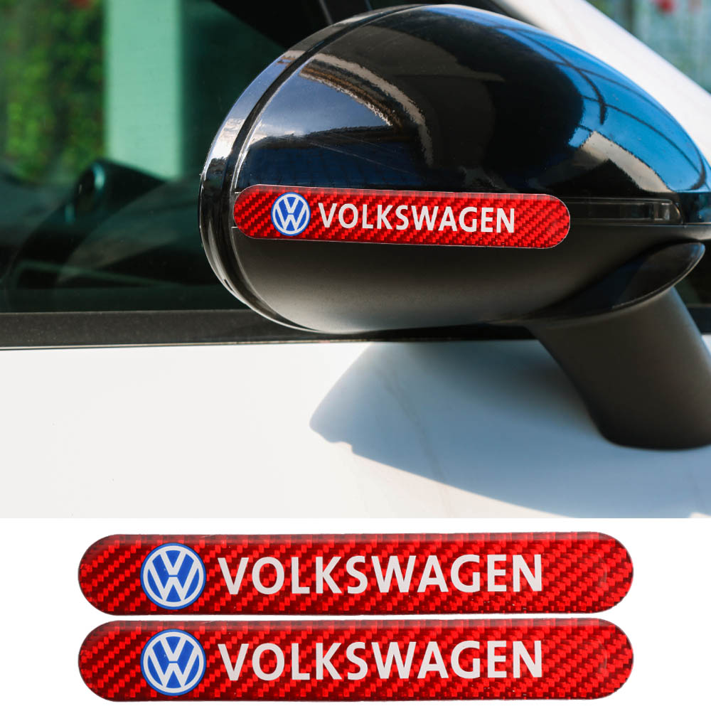 Brand New 2PCS Volkswagen Real Carbon Fiber Red Car Trunk Side Fenders Door Badge Scratch Guard Sticker