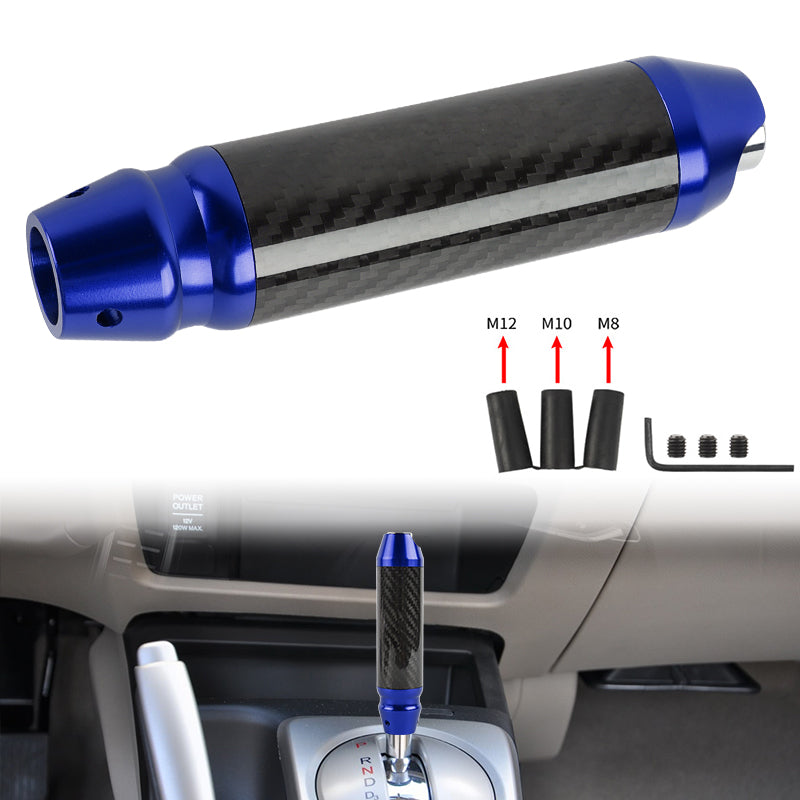 Brand New Universal Real Carbon Fiber Blue Aluminum Automatic Transmission Racing Gear Shift Knob