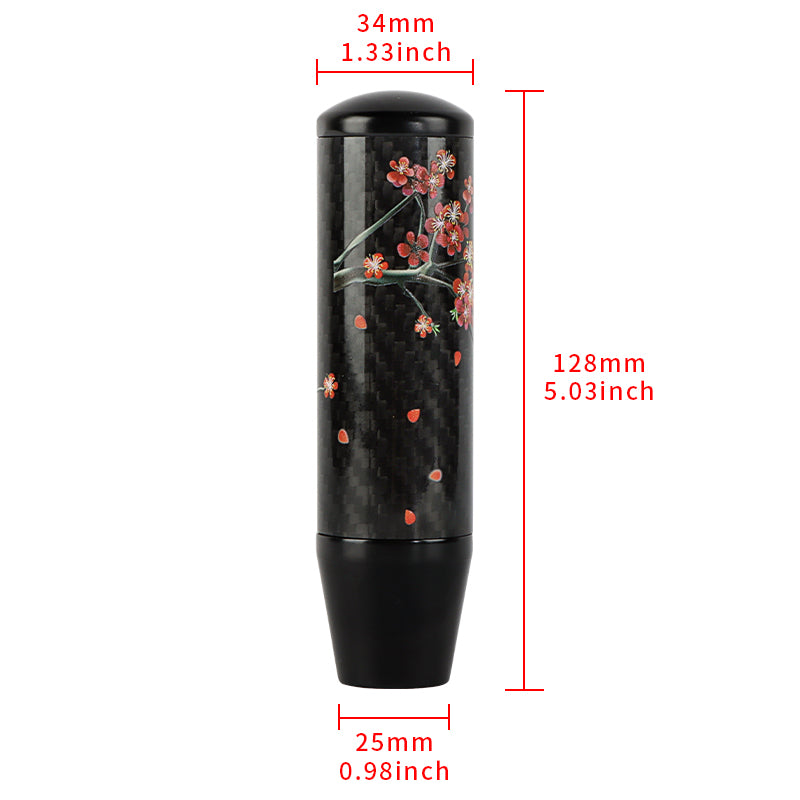 Brand New 13CM Universal Sakura Flower Black Carbon Fiber Manual Gear Stick Shift Knob Lever Shifter M12 M10 M8