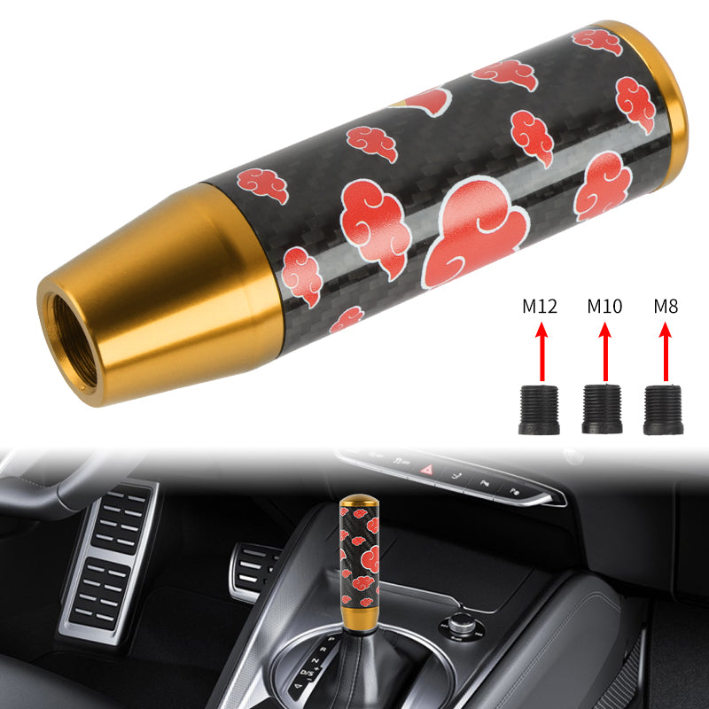 Brand New 13CM Universal Naruto Akatsuki Cloud Gold Carbon Fiber Manual Gear Stick Shift Knob Lever Shifter M12 M10 M8