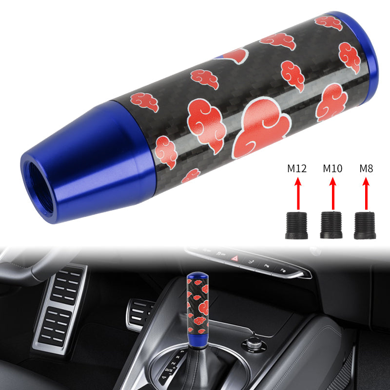 Brand New 13CM Universal Naruto Akatsuki Cloud Blue Carbon Fiber Manual Gear Stick Shift Knob Lever Shifter M12 M10 M8