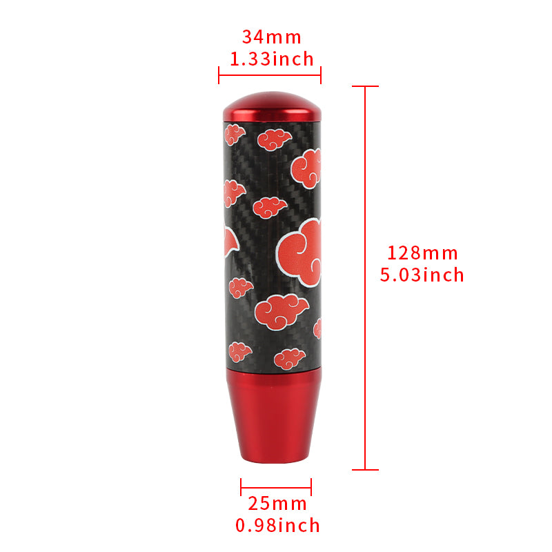 Brand New 13CM Universal Naruto Akatsuki Cloud Red Carbon Fiber Manual Gear Stick Shift Knob Lever Shifter M12 M10 M8