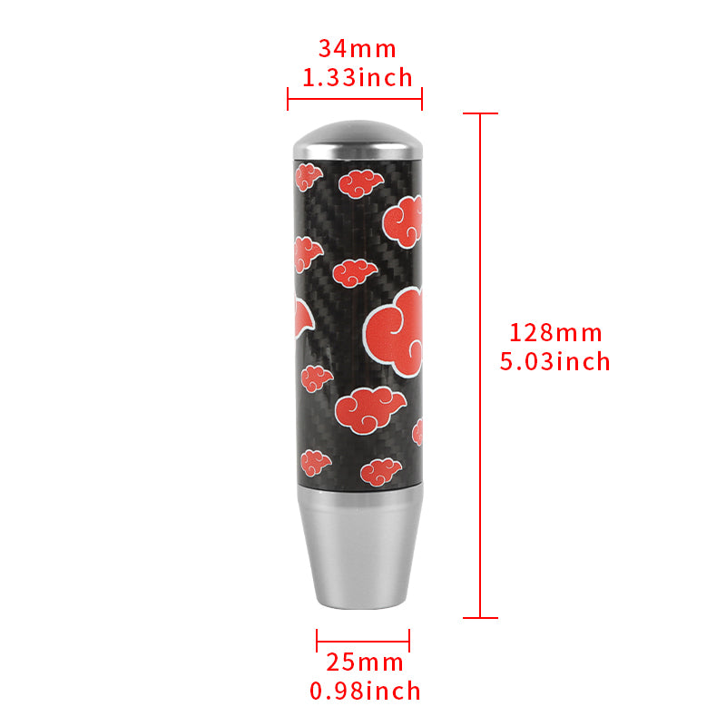 Brand New 13CM Universal Naruto Akatsuki Cloud Silver Carbon Fiber Manual Gear Stick Shift Knob Lever Shifter M12 M10 M8