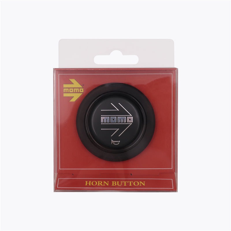 Brand New Universal Momo Car Horn Button Black/Silver Steering Wheel Center Cap W/Packaging