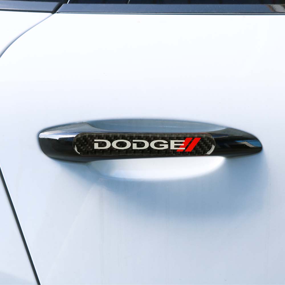 Brand New 8PCS Dodge Real Carbon Fiber Black Car Trunk Side Fenders Door Badge Scratch Guard Sticker