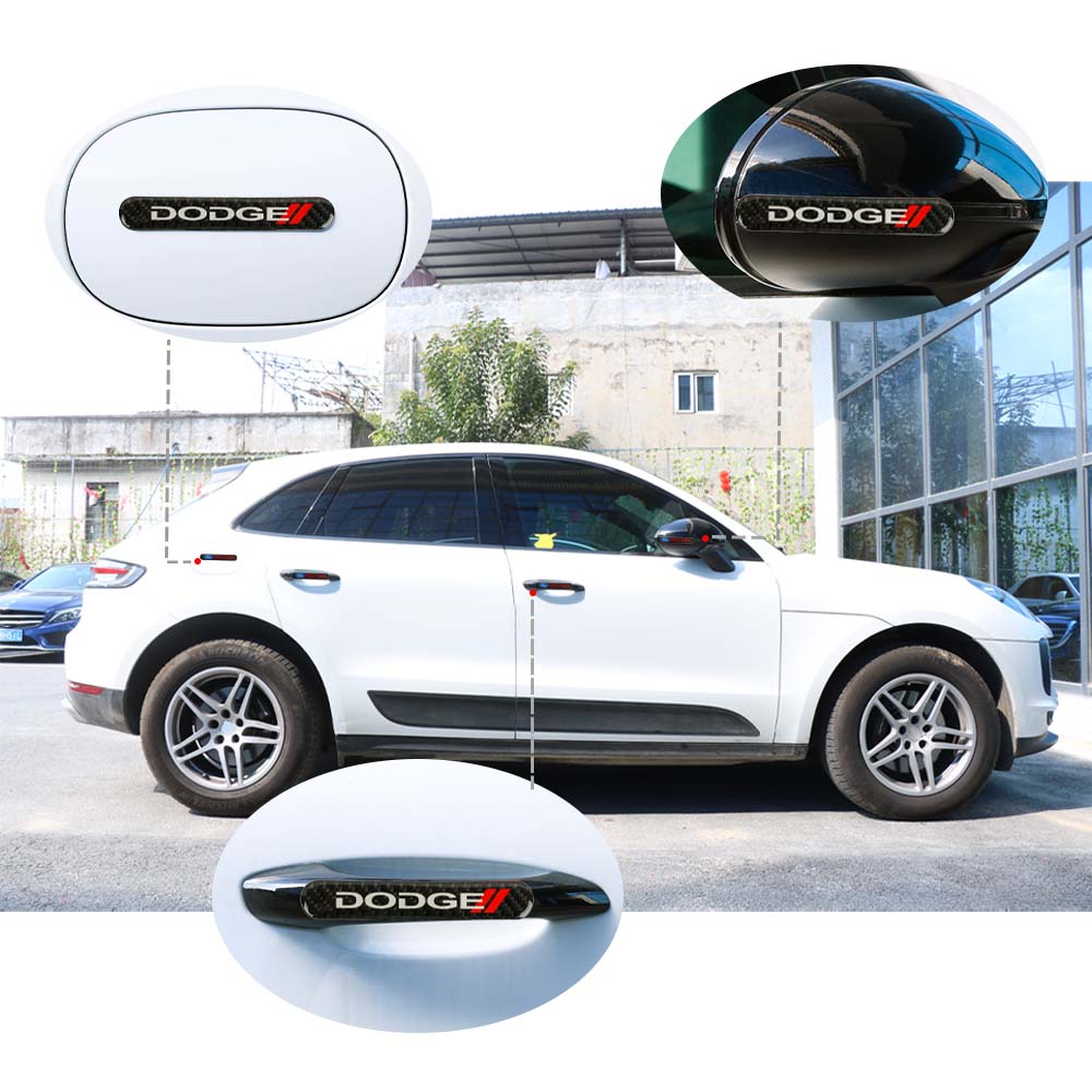 Brand New 8PCS Dodge Real Carbon Fiber Black Car Trunk Side Fenders Door Badge Scratch Guard Sticker