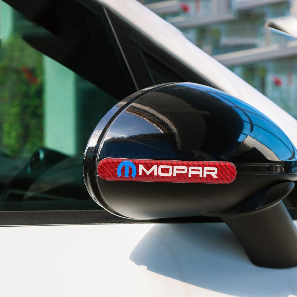 Brand New 8PCS Mopar Real Carbon Fiber Red Car Trunk Side Fenders Door Badge Scratch Guard Sticker