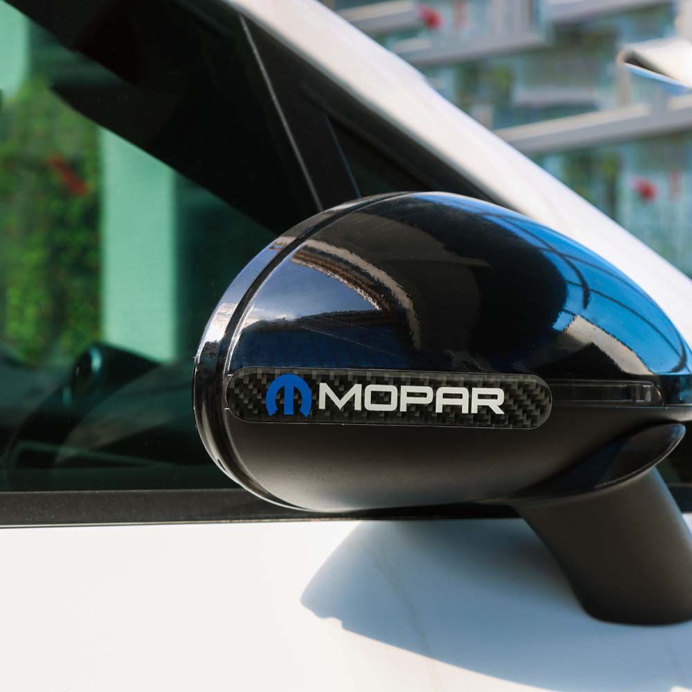 Brand New 4PCS Mopar Real Carbon Fiber Black Car Trunk Side Fenders Door Badge Scratch Guard Sticker