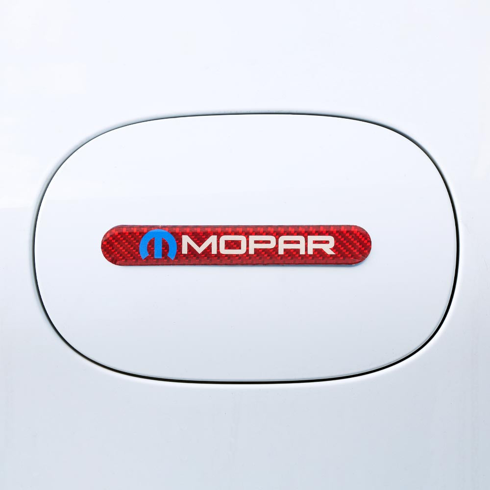 Brand New 8PCS Mopar Real Carbon Fiber Red Car Trunk Side Fenders Door Badge Scratch Guard Sticker