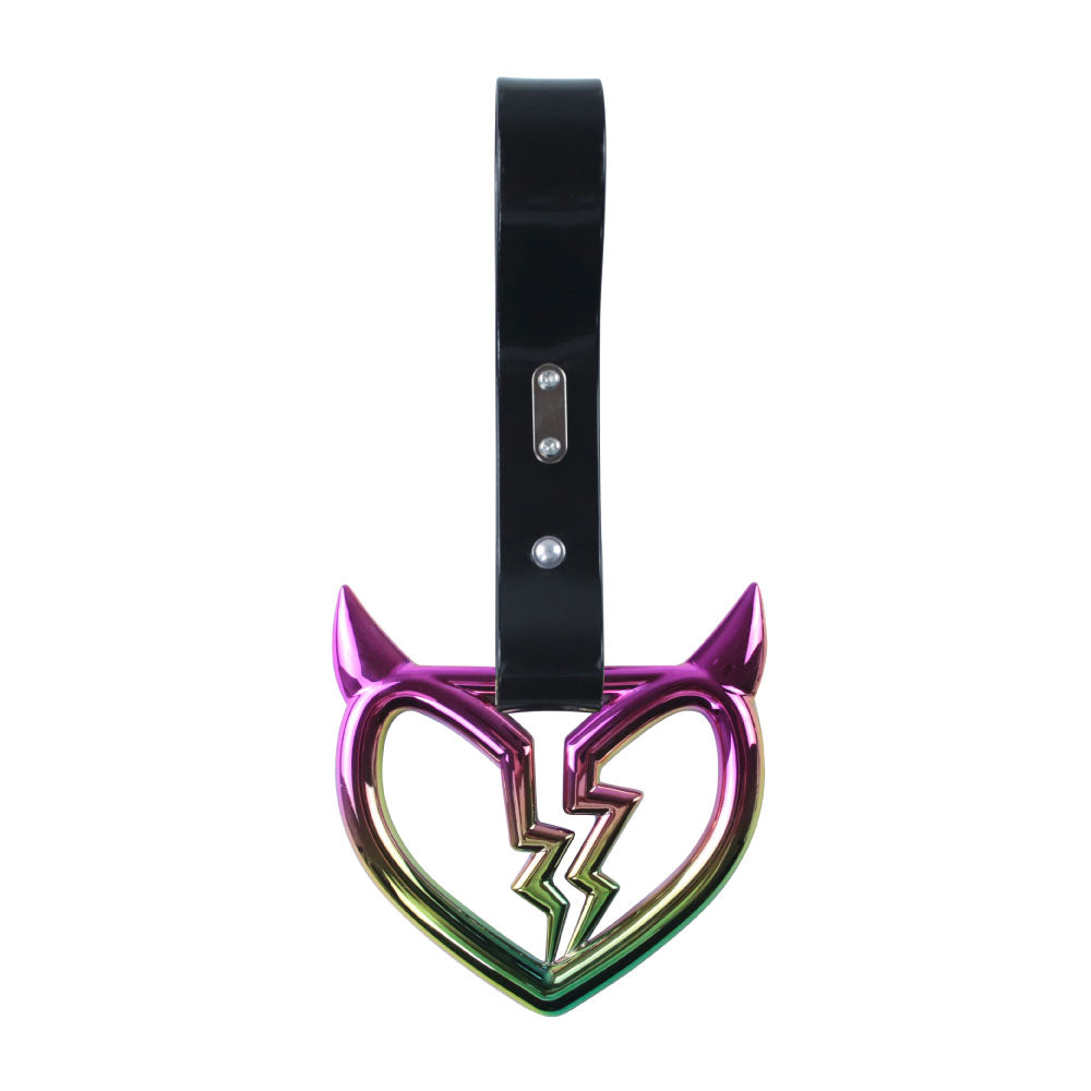 Brand New Devil Broken Heart Neo Chrome JDM TSURIKAWA Ring Subway Train Bus Handle Black Strap Charm Drift