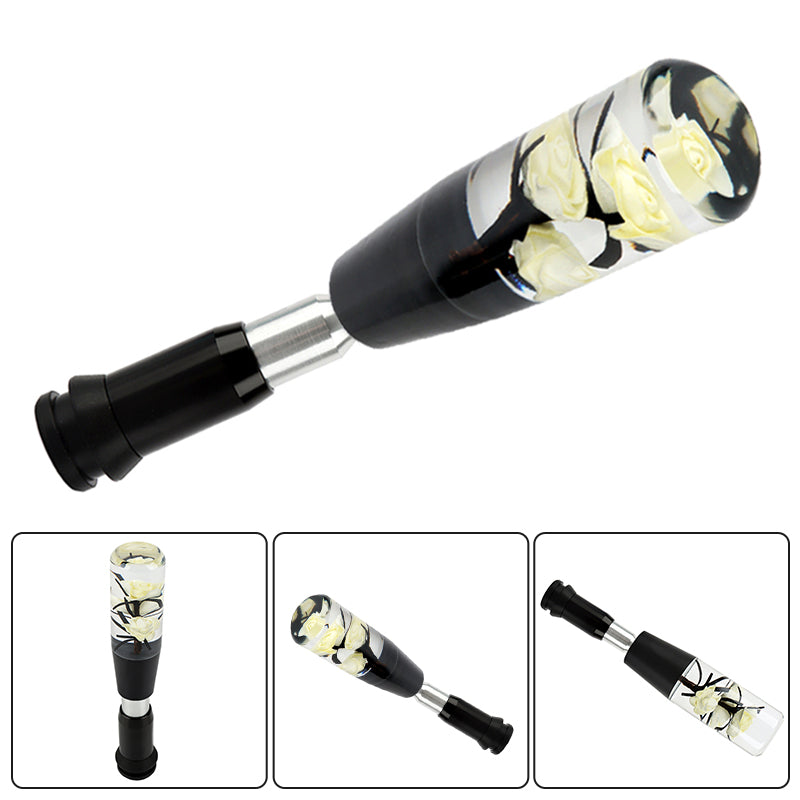 Brand New Universal JDM Crystal Rose Flowers White Head Automatic Car Gear Shift Knob shifter