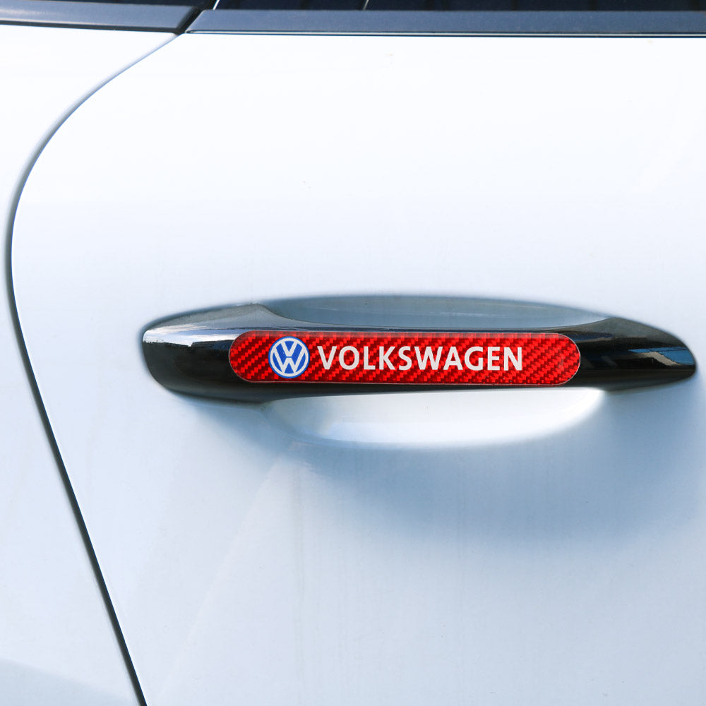 Brand New 2PCS Volkswagen Real Carbon Fiber Red Car Trunk Side Fenders Door Badge Scratch Guard Sticker