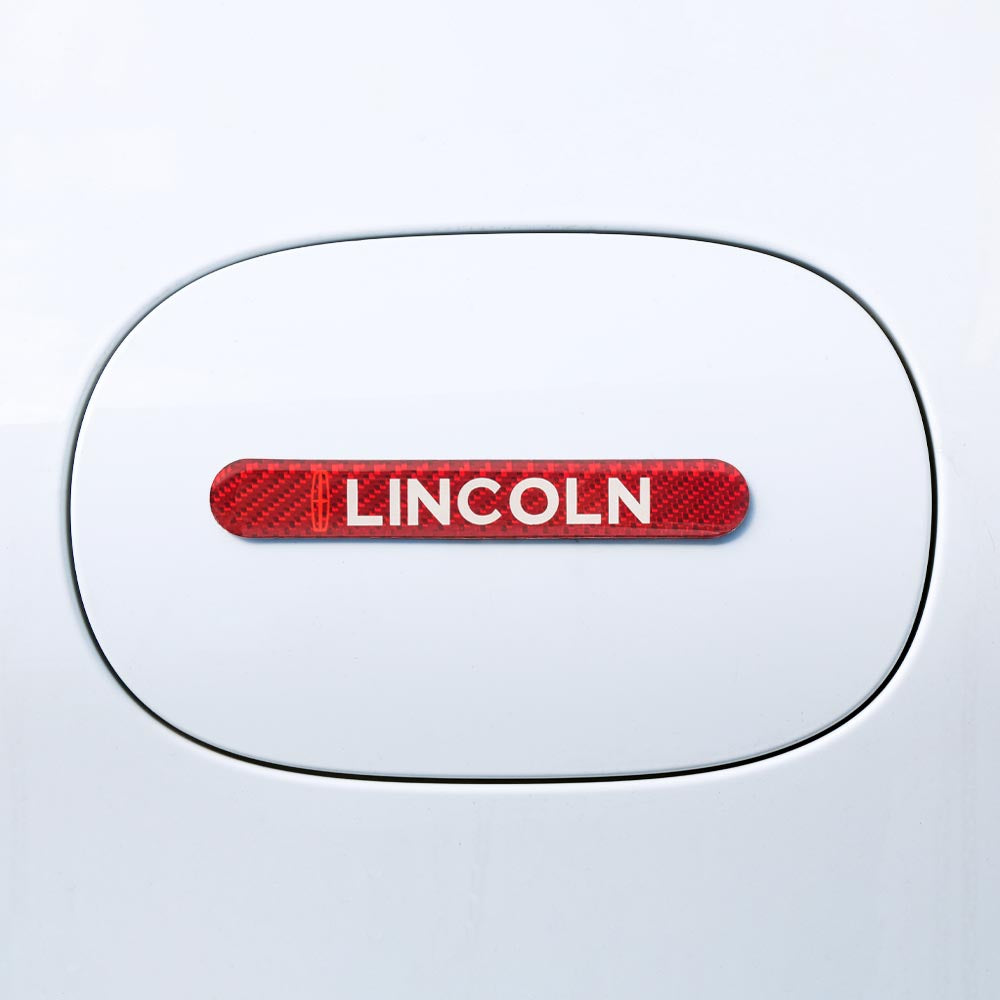 Brand New 1PCS Lincoln Real Carbon Fiber Red Car Trunk Side Fenders Door Badge Scratch Guard Sticker